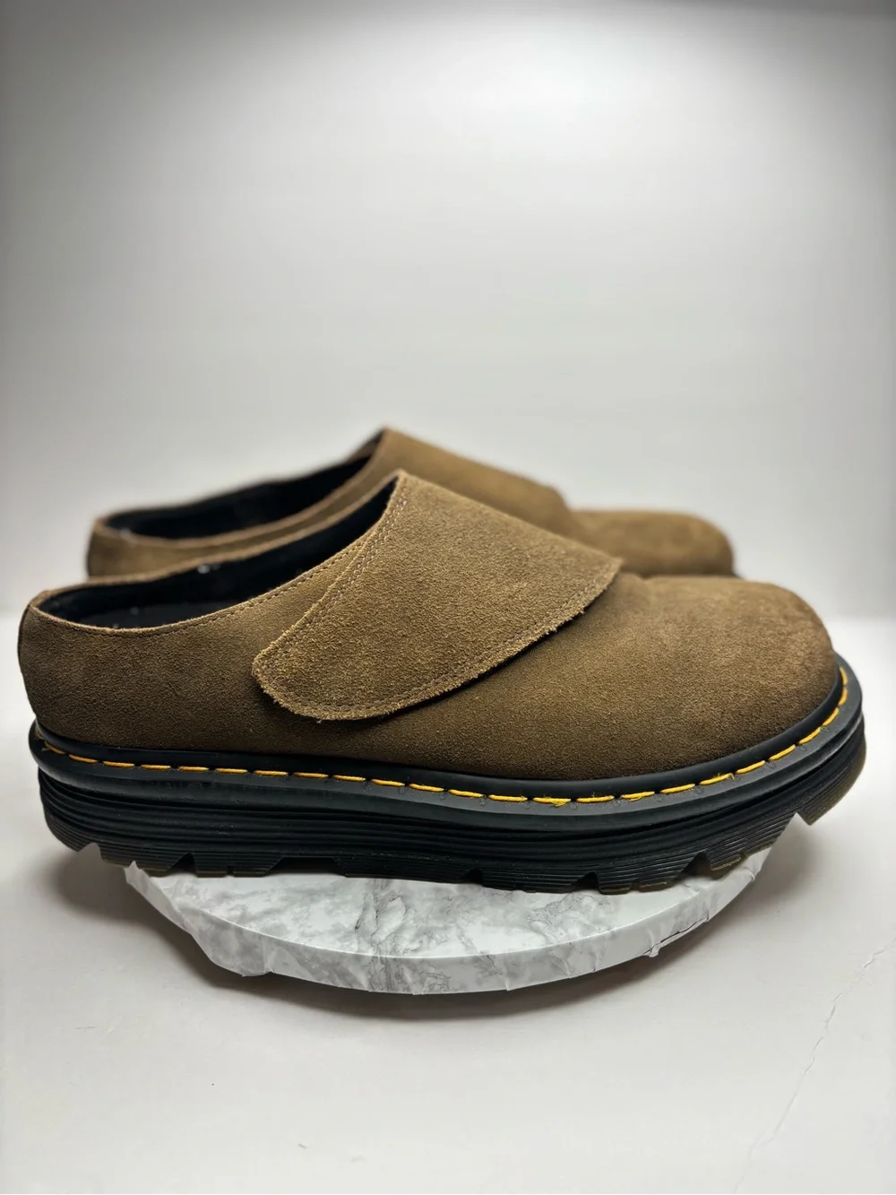 Size 12- Dr. Martens Zebzag Anywair mules featuring a suede upper